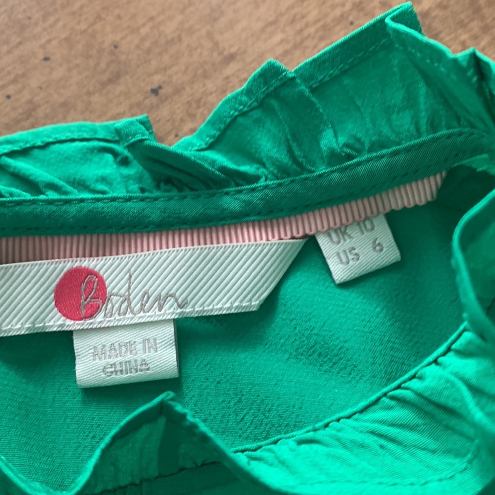 Women's Green Ruffle-Neck Short Sleeve Top - Picture 8 of 9